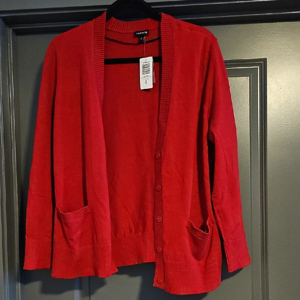 Torrid Red Cardigan Sweater Knit Open-Front